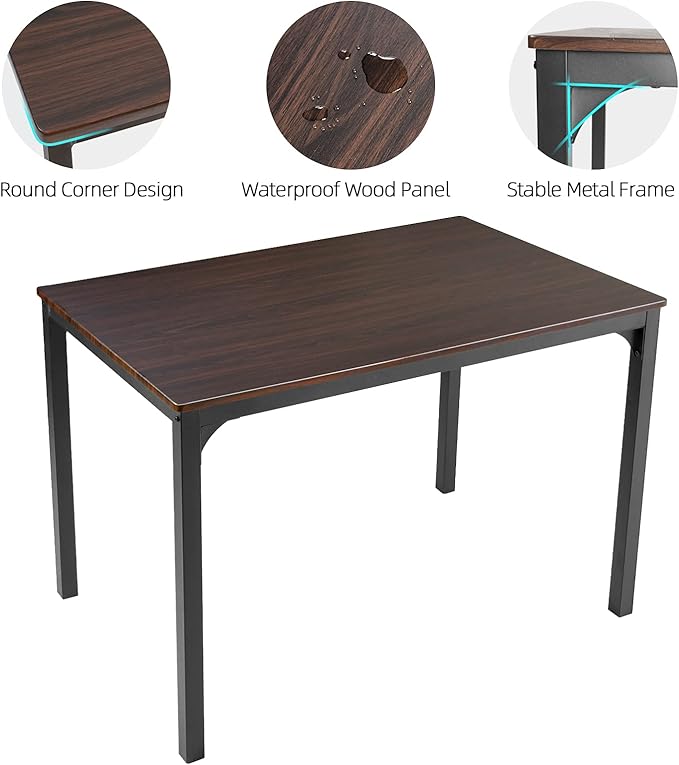 sogesfurniture 4 Piece Dining Table Set, Dining Room Set, Kitchen Dinner Table with Benches for 4, Includes Table, 2 Chairs & Bench, Brown - LeafyLoom