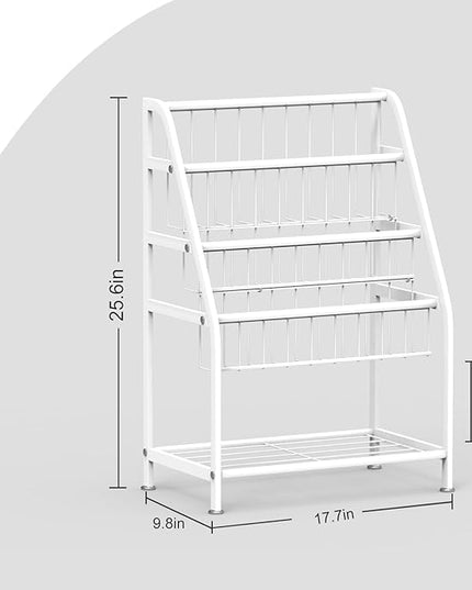 Kids Bookshelf Freestanding for Children Room 18 Inches Small White Metal Bookcase Large Capacity Books Toys Organizer Stable 5 Tiers Kids Book Rack for Playroom Bookstore Library - LeafyLoom