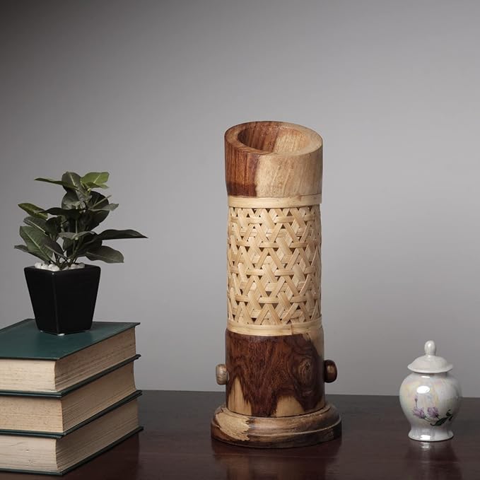 Bamboo and Wooden Table Lamp (Brown) Pack of 1 - LeafyLoom