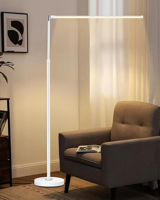 Floor Lamp with Long Rotatable Lamp Head and Adjustable Height, White Dimmable Reading Light Floor Lamp, LED Lamp for Sewing, Needlework,Quilting,Piano-Playing,Paint,Fine Arts and Crafts - LeafyLoom