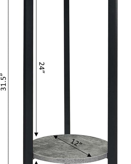 Convenience Concepts Graystone 31 inch 2 Tier Plant Stand, Cement/Black - LeafyLoom