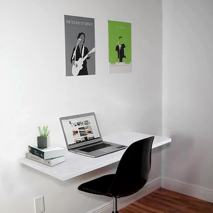 Kaboon Universal Tabletop 40"x18", Solid One-Piece Melamine Table Top, Double Desk L-Desk Floating Desk DIY, Home and Office, White Rock - LeafyLoom