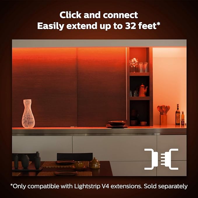 Philips Hue Indoor 6-Foot Smart LED Light Strip Plus Base Kits with Plugs - Color-Changing Single-Color Effect - 2 Pack - Control with Hue App - Works with Alexa, Google Assistant and Apple HomeKit PhilipsHue