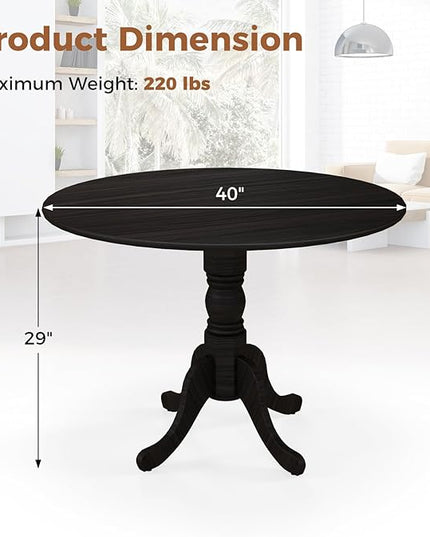 Round Dining Table, Black - LeafyLoom