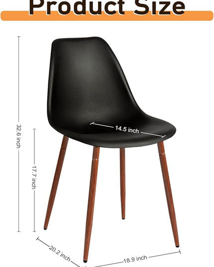 CangLong Modern Dining Chairs Set of 4 with Plastic Cushion Metal Legs Side Chairs for Kitchen,Living Room,Black - LeafyLoom