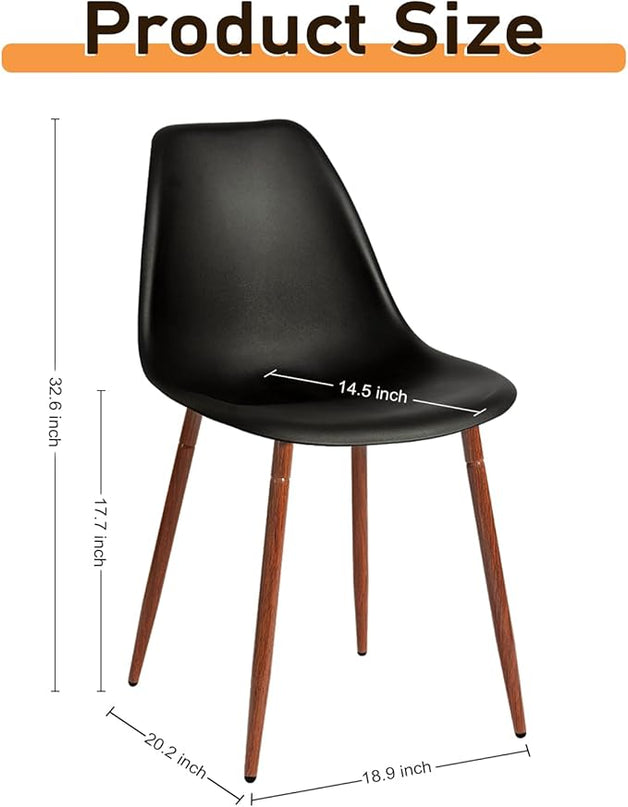 CangLong Modern Dining Chairs Set of 4 with Plastic Cushion Metal Legs Side Chairs for Kitchen,Living Room,Black - LeafyLoom