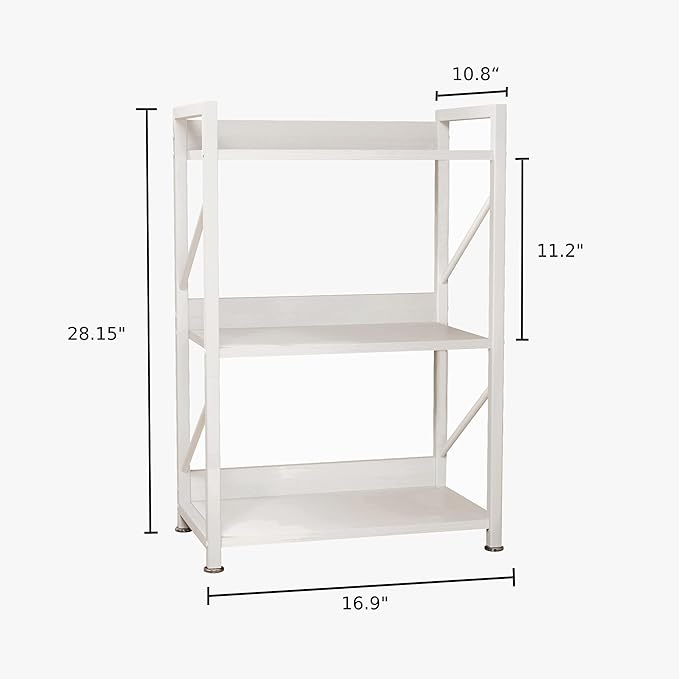 Small Bookshelf for Small Spaces,Modern 3 Tier Bookcase Night Stand, Narrow Book Shelf Organizer, Small Shelf Open Display Rack for Bedroom, Living Room, Home Office(White) - LeafyLoom