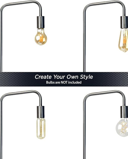 O'Bright Industrial Floor Lamp for Living Room, Metal Lamp, 70 Inches, E26 Socket, Minimalist Design for Decorative Lighting, Stand Lamp for Bedroom, Office, Brushed Nickel - LeafyLoom