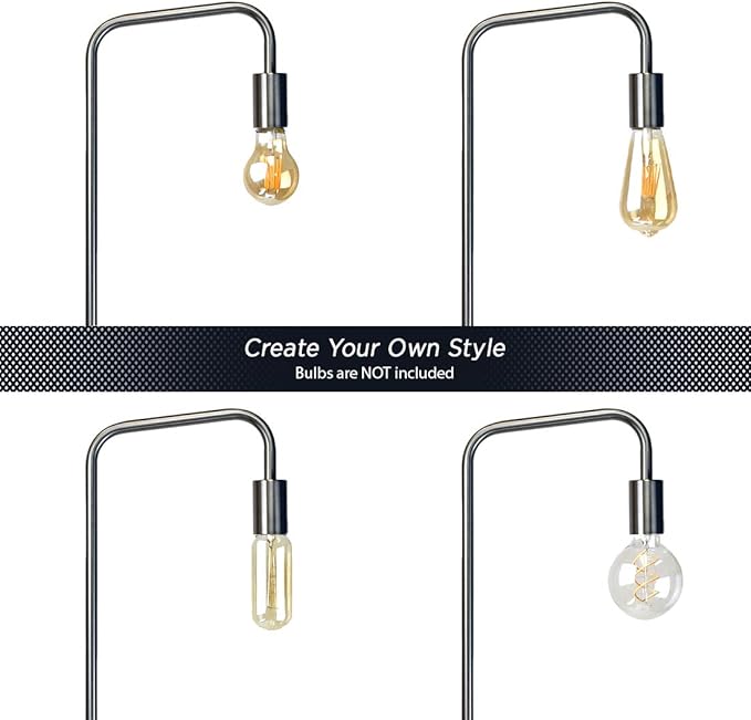 O'Bright Industrial Floor Lamp for Living Room, Metal Lamp, 70 Inches, E26 Socket, Minimalist Design for Decorative Lighting, Stand Lamp for Bedroom, Office, Brushed Nickel - LeafyLoom