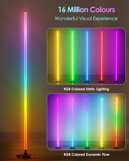 2PCS RGB Floor Lamp, Bluetooth APP and Remote Control 65" Smart Modern Standing Lamp Music Sync 16 Million DIY Colors Changing LED Floor Lamp with Heavy Base for LivingRoom Bedroom GameRoom - LeafyLoom