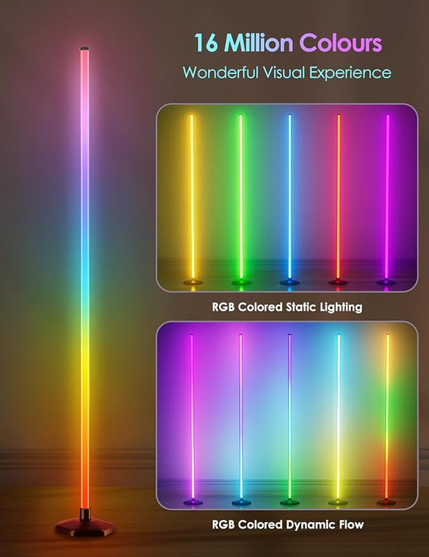 2PCS RGB Floor Lamp, Bluetooth APP and Remote Control 65" Smart Modern Standing Lamp Music Sync 16 Million DIY Colors Changing LED Floor Lamp with Heavy Base for LivingRoom Bedroom GameRoom - LeafyLoom