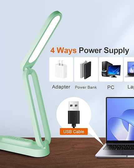 LED Desk Lamp for Office Home & Battery Operated Lamp Rechargeable Lamp Foldable & Portable Light, LED Desk Light Strip, 3 Brightness Dimmable Small Desk Lamp Wireless Reading Lamp - LeafyLoom