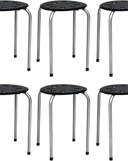 Hysache Plastic Stackable Stools Set of 6, 17.5inch Multipurpose Stool Chairs w/Metal Frame, X-Shape Connection, Non-Slip Feet, Backless Nesting Stool for Garden, Living Room, Home (Gray) HW64245 - LeafyLoom