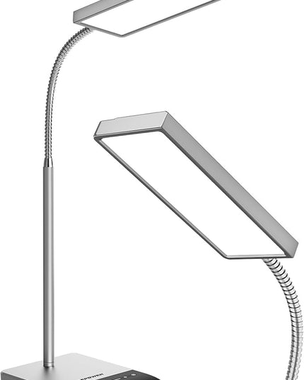LEPOWER Desk Lamp, 800LM LED Desk Lamp for Home Office, 12W Reading Lamp for Desk, Eye-Caring Light, Touch Table Lamp, Gooseneck Lamp, 50 Lighting Modes, Bright Desk Lamps for Bedroom, Study (Grey) - LeafyLoom