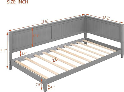 Bellemave Twin Size Wood Daybed, Wood DayBed Sofa Bed Frame for Living Room Bedroom,Solid Wood Daybed Twin Size Sofa Bed Frame with Wood Slat Support,No Box Spring Needed,Gray - LeafyLoom