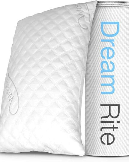 Dream Rite Shredded Memory Foam Pillow Series Luxury Adjustable Loft Home Pillow Hotel Collection Grade Washable Removable Cooling Bamboo Derived Rayon Cover- Queen 1 Pack - LeafyLoom
