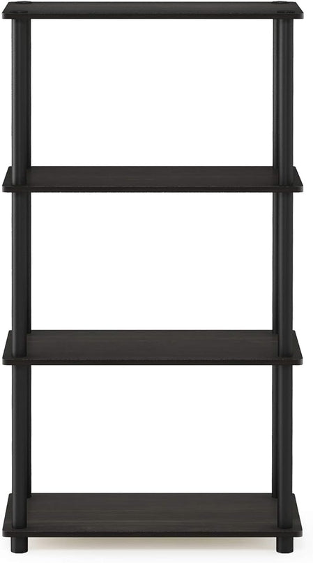 Furinno (99557EX/BK) Turn-N-Tube 4-Tier Multipurpose Shelf Display Rack - Espresso/Black - LeafyLoom