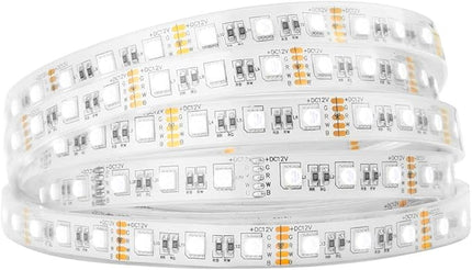 BTF-LIGHTING 5050 RGBW RGB+Cool White(6000K-7000K) 4 Colors in 1 LED Tape Light DC12V 5m 16.4ft 60LED/m Multi-Colored IP67 White 14mm PCB for Bedroom Kitchen Home Decoration(No Adapter or Controller) BTF-LIGHTING
