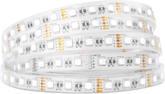 BTF-LIGHTING 5050 RGBW RGB+Cool White(6000K-7000K) 4 Colors in 1 LED Tape Light DC12V 5m 16.4ft 60LED/m Multi-Colored IP67 White 14mm PCB for Bedroom Kitchen Home Decoration(No Adapter or Controller) BTF-LIGHTING
