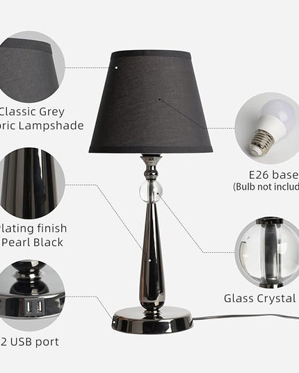 Aisilan LED Plug in Desk Lamp Replaceable E27 Bulb Adjustable Brightness, Table Light Built-in USB Port and 3 Level Touch Switch(Bulb not Included) - LeafyLoom