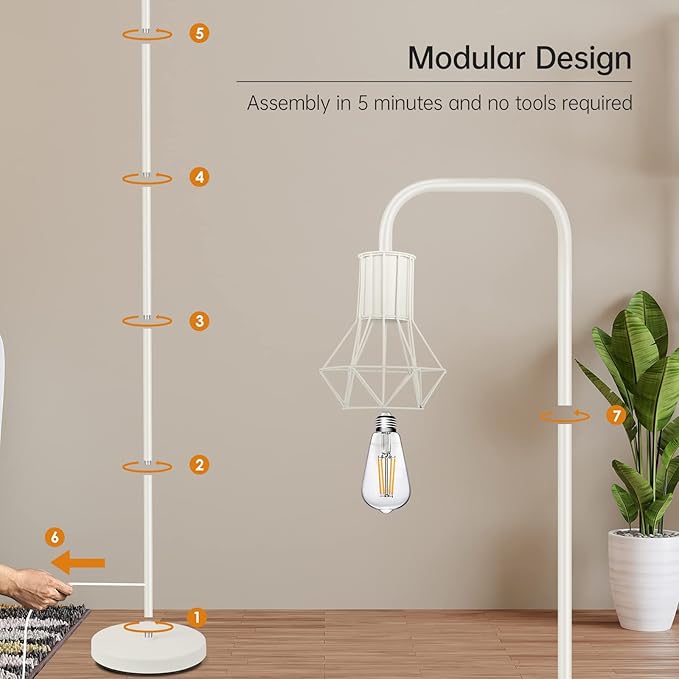 BoostArea Floor lamp,Industrial Floor Lamp,Standing Lamp with 6W LED Bulb,E26 Socket,On/Off Footswitch,Whole Metal,Modern Floor Lamp for Bedroom,Office, Living Room,Rustic,Vintage,Farmhouse - LeafyLoom