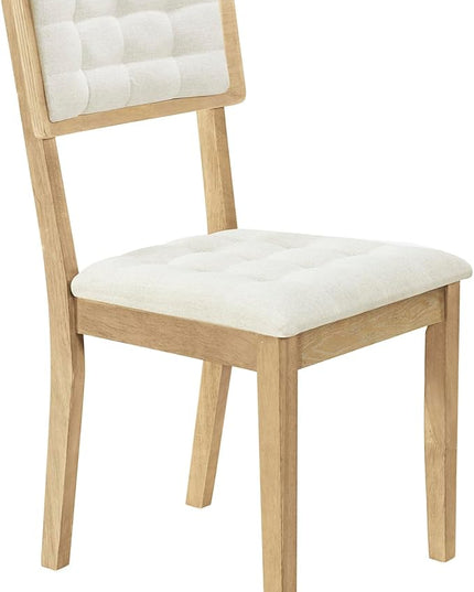 Rustic 42inch Round Dining Table Set for 4 with Cross Legs and Upholstered Chairs for Small Places, Natural - LeafyLoom