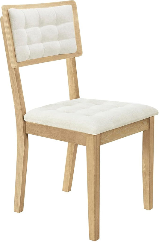 Rustic 42inch Round Dining Table Set for 4 with Cross Legs and Upholstered Chairs for Small Places, Natural - LeafyLoom