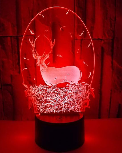 Christmas Deer Acrylic 3D Night Lights USB LED Table Lamp Home r2d2 3D Arts Lamp - 7 Colors Changing Bedroom Decor Business Gifts for Elders (Deer Head) - LeafyLoom
