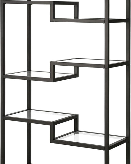 Henn&Hart 68" Tall Rectangular Bookcase in Blackened Bronze, for Home Office, Living Room - LeafyLoom