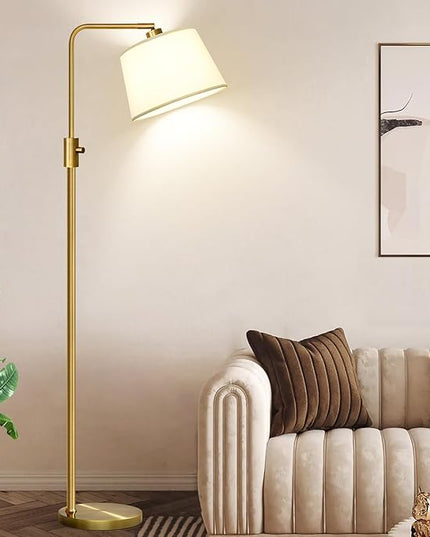 Nintiue Dimmable Floor Lamp, 1000 LM LED Edison Bulb Included, Arc Floor Lamps for Living Room Modern Standing Lamp Tall Lamps for Living Room Bedroom-Brass - LeafyLoom