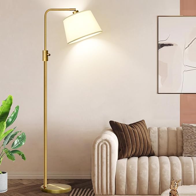 Nintiue Dimmable Floor Lamp, 1000 LM LED Edison Bulb Included, Arc Floor Lamps for Living Room Modern Standing Lamp Tall Lamps for Living Room Bedroom-Brass - LeafyLoom