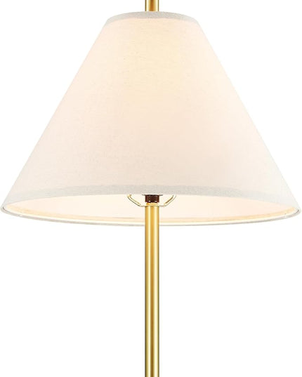 Globe Electric 61000060 60" Floor Lamp, Matte Brass Finish, Beige Linen Shade, Weighted Base, On/Off Rotary Switch on Socket, Reading Lamp, Home Office Accessories, Home Improvement - LeafyLoom
