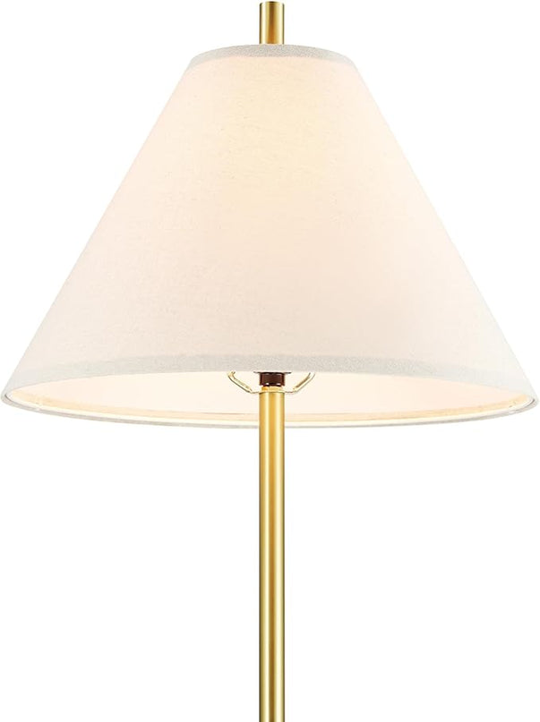 Globe Electric 61000060 60" Floor Lamp, Matte Brass Finish, Beige Linen Shade, Weighted Base, On/Off Rotary Switch on Socket, Reading Lamp, Home Office Accessories, Home Improvement - LeafyLoom