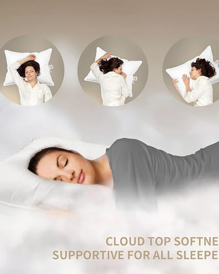 Luxury Goose Down Pillow, Hotel Bed Pillows for Sleeping Soft and Support for Side & Back Sleepers (Queen of 1) - LeafyLoom