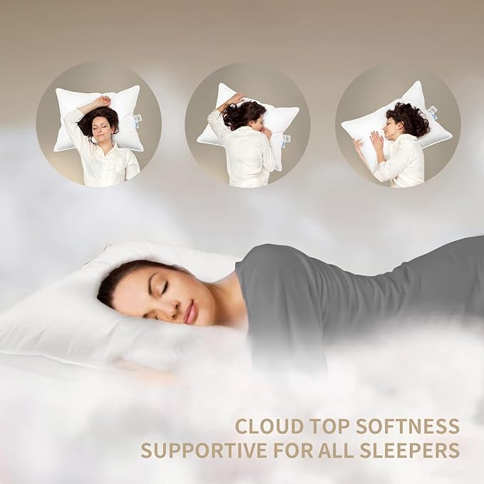 Luxury Goose Down Pillow, Hotel Bed Pillows for Sleeping Soft and Support for Side & Back Sleepers (Standard of 1) - LeafyLoom