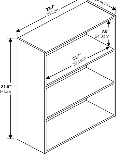 Furinno Pasir 3-Tier Open Shelf Bookcase, Dark Espresso - LeafyLoom