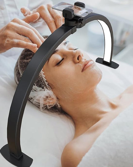 iVict Half Moon Light for Nail Desk, 29In 40W Nails Tech Light with Phone Stand, 10 Adjustable Brightness, 3 Color Temperature Led desk lamp for Nail, Tattoos, Eyebrows, Beauty(Black) - LeafyLoom