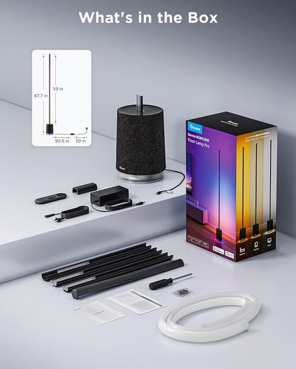 Govee Floor Lamp Pro, RGBIC LED Lamp with Bluetooth Speaker and White Noise, 2100 Lumens Standing Lamp, Works with Alexa, 16 Million Colors, Music Sync, Floor Lamp for Bedroom, Living Room, Black - LeafyLoom