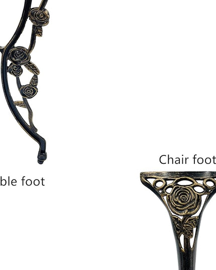 KAILI Outdoor Furniture Bistro Set with Rose Pattern 1 Table 2 Chairs for Garden Patio Porch (Rose-Bronzed) - LeafyLoom