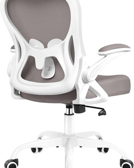 Office Chair Desk Chair, Ergonomic Mesh Computer Chair Home Office Desk Chairs, Swivel Task Chair Mid Back Breathable Rolling Chair with Adjustable Lumbar Support Flip Up Armrest (Gray) - LeafyLoom