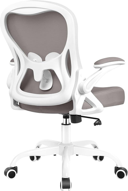 Office Chair Desk Chair, Ergonomic Mesh Computer Chair Home Office Desk Chairs, Swivel Task Chair Mid Back Breathable Rolling Chair with Adjustable Lumbar Support Flip Up Armrest (Gray) - LeafyLoom