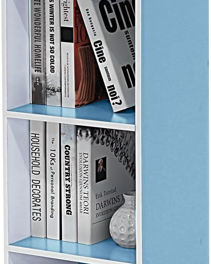 Furinno 3-Tier Open Shelf Bookcase, White/Light Blue 11003WH/LBL - LeafyLoom