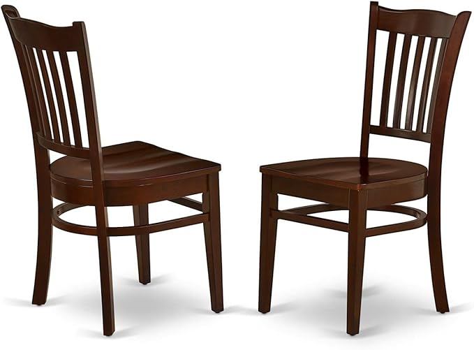 East West Furniture GRC-MAH-W Groton Dining Room Chairs - Slat Back Wood Seat Chairs, Set of 2, Mahogany - LeafyLoom