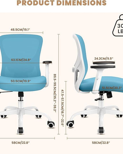 Office Chair Ergonomic Desk Chair with Adjustable Lumbar Support, Swivel Comfy Computer Chair Heavy Duty Executive Chair for Home Office - LeafyLoom