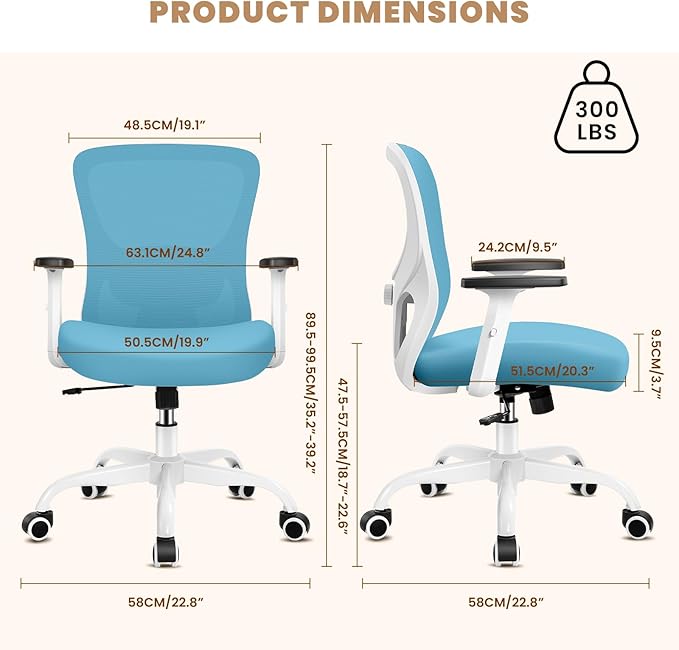 Office Chair Ergonomic Desk Chair with Adjustable Lumbar Support, Swivel Comfy Computer Chair Heavy Duty Executive Chair for Home Office - LeafyLoom