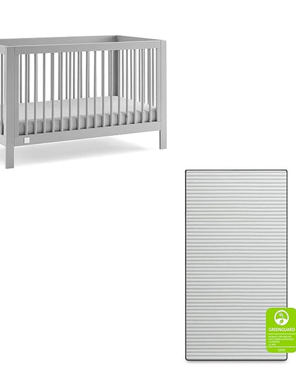 babyGap by Delta Children Charlie 6-in-1 Convertible Crib TrueSleep Crib and Toddler Mattress (Bundle), Grey - LeafyLoom