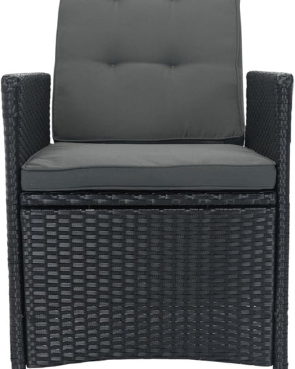 7-Piece Patio Dining, Outdoor Conversation Furniture Set with Adjustable Backrest Wicker + Dark Grey Cushion for Backyard, Balcony and Garden, Zj-Black - LeafyLoom