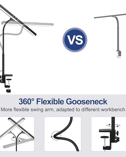 NEWACALOX Desk Lamps for Home Office, LED Desk Lamp with Touch Control and Night Light Function, Architect Task Lamp with 16-inch Long Lamp Head, 3 Modes 10 Brightness Gooseneck Desk Light - LeafyLoom