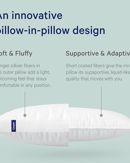 Casper Sleep Element Mattress, King, Grey & Original Pillow for Sleeping, King, White, Two Pack - LeafyLoom