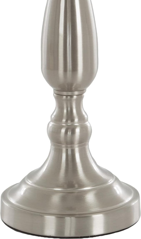 Brushed Steel Table Lamps - Set of 2 Traditional Accent Lights with LED Bulbs - Home Décor for Bedroom, Living Room, Office, or Entry by Lavish Home - LeafyLoom